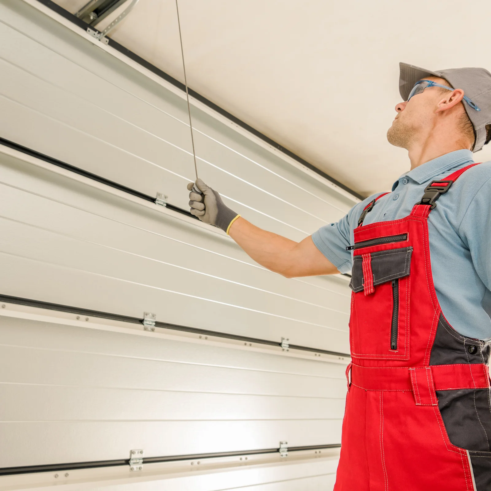 emergency-garage-door-repair-phoenix-technician Emergency garage door repair in Phoenix, Arizona — a technician responding to a stuck garage door at a residential home.