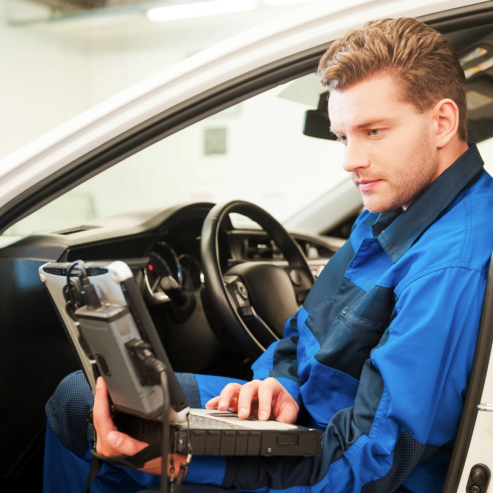 key-fob-programming-phoenix-locksmith-programming Key fob programming in Phoenix, Arizona — a mobile locksmith programming a new remote key fob at a customer's vehicle.